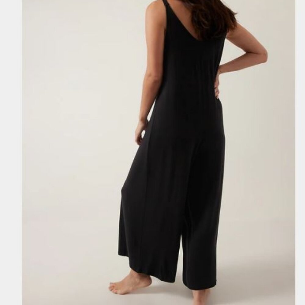 Athleta Black Nighttime Bliss Sleep Romper Jumpsuit Lingerie PJ XS - Picture 2 of 5